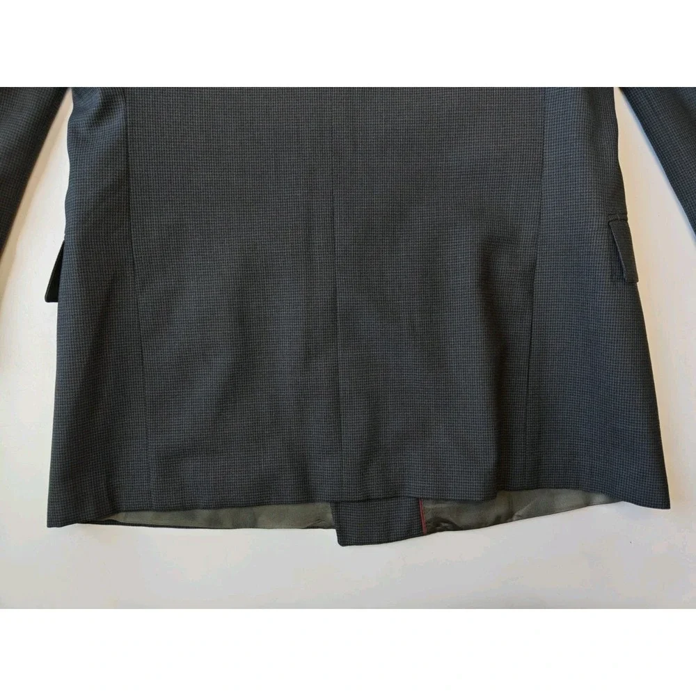 Evan Picone Mens Double Breasted Sports Coat 40R Gray Houndstooth USA Vintage